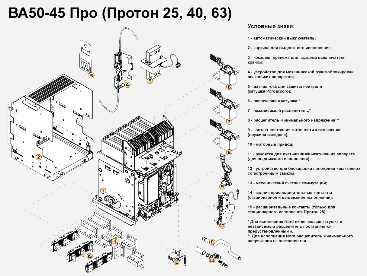 Особенности конструкции ВА 50-45Про (Протон25, Протон40, Протон63)