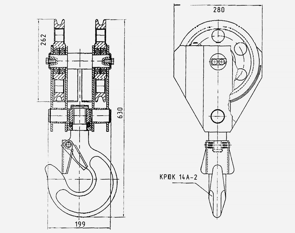 Чертеж двухблочной крюковой подвески на 6,3 т