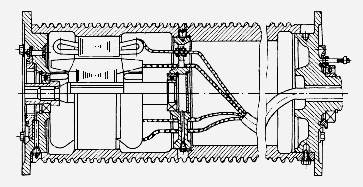 Чертеж мотор-барабана со встроенным электродвигателем
